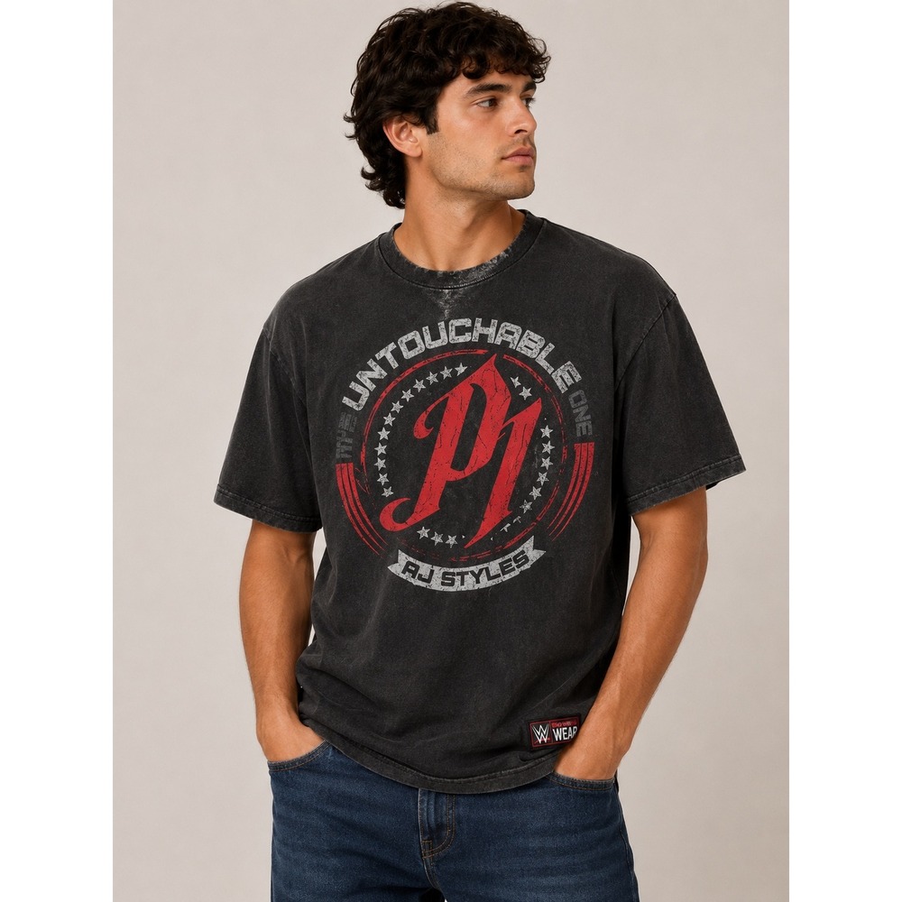 WWE AJ Styles‎ 'Untouchable' Wrestling T-Shirt Large Black Official Merch |V1